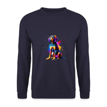 Éclaboussure colorée Art Plott Chien Plott Chien - Sweat-shirt Unisexe - marine - Devant - Alina (178cm) & Michal (187cm)