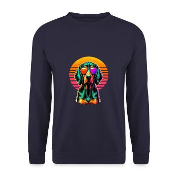 Lunettes de soleil rétro coucher de soleil Plott Hound Plott Dog - Sweat-shirt Unisexe - marine - Devant - Alina (178cm) & Michal (187cm)