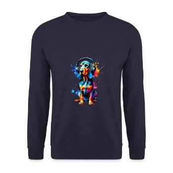 Casque Splash Art coloré Plott Hound Plott - Sweat-shirt Unisexe - marine - Devant - Alina (178cm) & Michal (187cm)