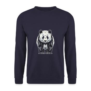 Geometrische Kunst Panda Bär Pandas - Unisex Pullover - Navy - Vorne - Alina (178cm) & Michal (187cm)