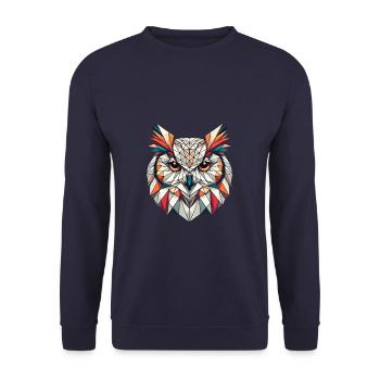 Geometric Art Owl Bird Owlet Owls Lover - Unisex Sweatshirt - navy - Front - Alina (178cm) & Michal (187cm)