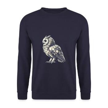 Geometric Art Owl Bird Owlet Owls Lover - Unisex Sweatshirt - navy - Front - Alina (178cm) & Michal (187cm)