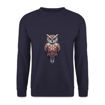 Geometric Art Owl Bird Owlet Owls Lover - Unisex Sweatshirt - navy - Front - Alina (178cm) & Michal (187cm)