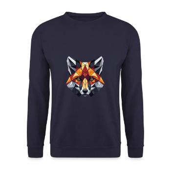 Geometrische Kunst Fuchs Füchse - Unisex Pullover - Navy - Vorne - Alina (178cm) & Michal (187cm)