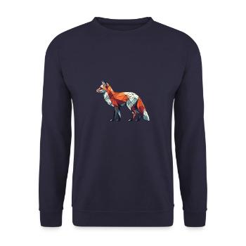 Geometric Art Fox Foxes - Unisex Sweatshirt - navy - Front - Alina (178cm) & Michal (187cm)