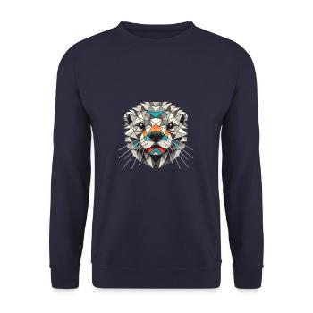 Geometrische Kunst Otter - Unisex Pullover - Navy - Vorne - Alina (178cm) & Michal (187cm)