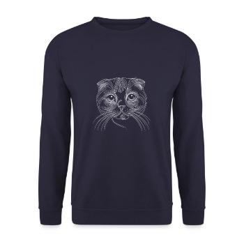 Line Art Scottish Fold Cat Scottish Folds Coupari - Unisex Sweatshirt - navy - Front - Alina (178cm) & Michal (187cm)
