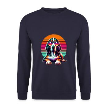 Retro Sunset Sonnenbrille Schweizer Windhund - Unisex Pullover - Navy - Vorne - Alina (178cm) & Michal (187cm)