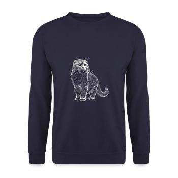 Line Art Scottish Fold Chat Scottish Folds Coupari - Sweat-shirt Unisexe - marine - Devant - Alina (178cm) & Michal (187cm)