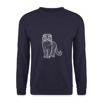 Line Art Scottish Fold Cat Scottish Folds Coupari - Unisex Sweatshirt - navy - Front - Alina (178cm) & Michal (187cm)