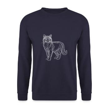 Line Art Scottish Fold Chat Scottish Folds Coupari - Sweat-shirt Unisexe - marine - Devant - Alina (178cm) & Michal (187cm)