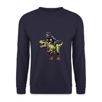 Geometric Art Dinosaur T-Rex Rottweiler - Unisex Sweatshirt - navy - Front - Alina (178cm) & Michal (187cm)