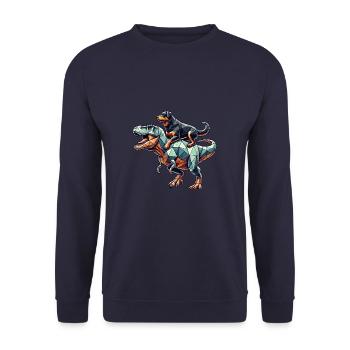 Geometric Art Dinosaur T-Rex Rottweiler - Unisex Sweatshirt - navy - Front - Alina (178cm) & Michal (187cm)
