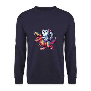 Dinosaure T-Rex American Shorthair Tyrannosaurus - Sweat-shirt Unisexe - marine - Devant - Alina (178cm) & Michal (187cm)