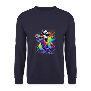 Splash Art Dinosaur T-Rex Panda Tyrannosaurus Rex - Unisex Sweatshirt - navy - Front - Alina (178cm) & Michal (187cm)