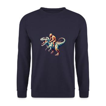 Geometric Art Dinosaur T-Rex Monkey Tyrannosaurus - Unisex Sweatshirt - navy - Front - Alina (178cm) & Michal (187cm)