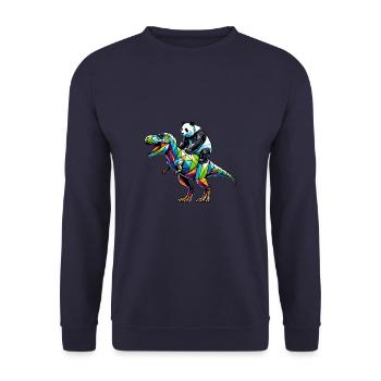 Geometric Art Dinosaur T-Rex Panda Tyrannosaurus - Unisex Sweatshirt - navy - Front - Alina (178cm) & Michal (187cm)