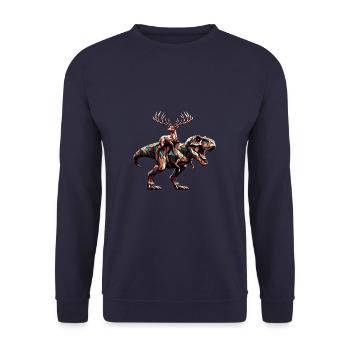 Geometric Art Dinosaur T-Rex Reindeer - Unisex Sweatshirt - navy - Front - Alina (178cm) & Michal (187cm)