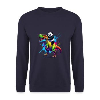 Splash Art Dinosaur T-Rex Panda Tyrannosaurus Rex - Unisex Sweatshirt - navy - Front - Alina (178cm) & Michal (187cm)