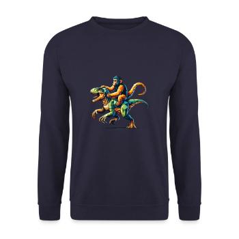 Geometric Art Dinosaur T-Rex Monkey Tyrannosaurus - Unisex Sweatshirt - navy - Front - Alina (178cm) & Michal (187cm)