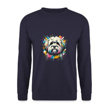 Colorful Splash Art Coton de Tuléar - Sweat-shirt Unisexe - marine - Devant - Alina (178cm) & Michal (187cm)