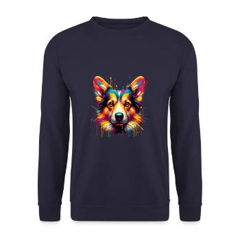 Splash Art Cardigan Welsh Corgi Dad Corgis - Unisex Sweatshirt - navy - Front - Alina (178cm) & Michal (187cm)