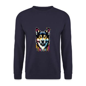 Éclaboussure colorée Art Canaan chien - Sweat-shirt Unisexe - marine - Devant - Alina (178cm) & Michal (187cm)