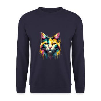 Splash Art Cymric Canadian Cymrics Long Haired - Unisex Sweatshirt - navy - Front - Alina (178cm) & Michal (187cm)