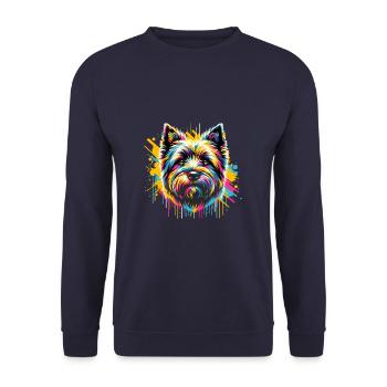 Coloré Splash Art Cairn Terrier Terriers - Sweat-shirt Unisexe - marine - Devant - Alina (178cm) & Michal (187cm)