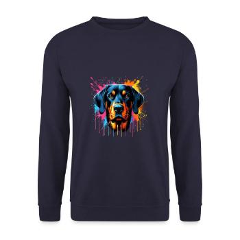 Colorful Splash Art Bavarian Mountain Scent Hound - Unisex Sweatshirt - navy - Front - Alina (178cm) & Michal (187cm)