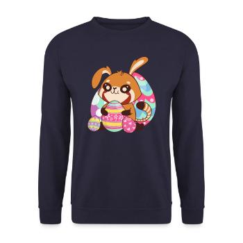 Osterhase Roter Panda - Unisex Pullover - Navy - Vorne - Alina (178cm) & Michal (187cm)