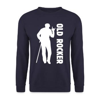 Old Rocker! Alt-Rocker, Rock 'n' Roll, (weiß) - Unisex Pullover - Navy - Vorne - Alina (178cm) & Michal (187cm)