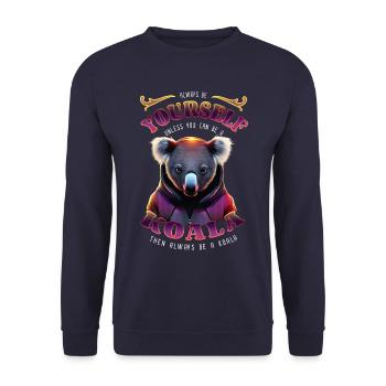 Sei immer du selbst - Koala - Spruch - Unisex Pullover - Navy - Vorne - Alina (178cm) & Michal (187cm)
