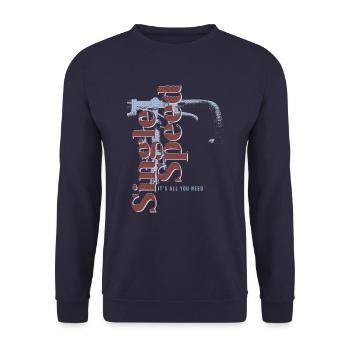 Single Speed Bike T-Shirt – Retro Design - Unisex Pullover - Navy - Vorne - Alina (178cm) & Michal (187cm)