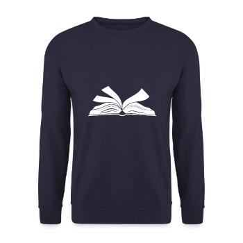 Open Book Read Bookworm Bookworm Pocket - Unisex Sweatshirt - navy - Front - Alina (178cm) & Michal (187cm)