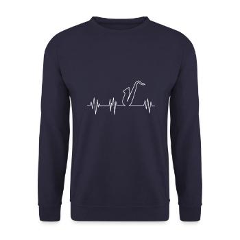 Heartbeat Saxophone - Joueur de saxophone - Sweat-shirt Unisexe - marine - Devant - Alina (178cm) & Michal (187cm)