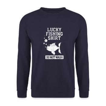 Lucky Fishing Shirt Angler - Unisex Pullover - Navy - Vorne - Alina (178cm) & Michal (187cm)