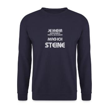 Lustig: ich mag Steine je mehr Menschen ich treffe - Unisex Pullover - Navy - Vorne - Alina (178cm) & Michal (187cm)