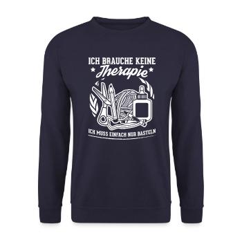 Brauch Keine Therapie Nur Basteln Handarbeit - Unisex Pullover - Navy - Vorne - Alina (178cm) & Michal (187cm)