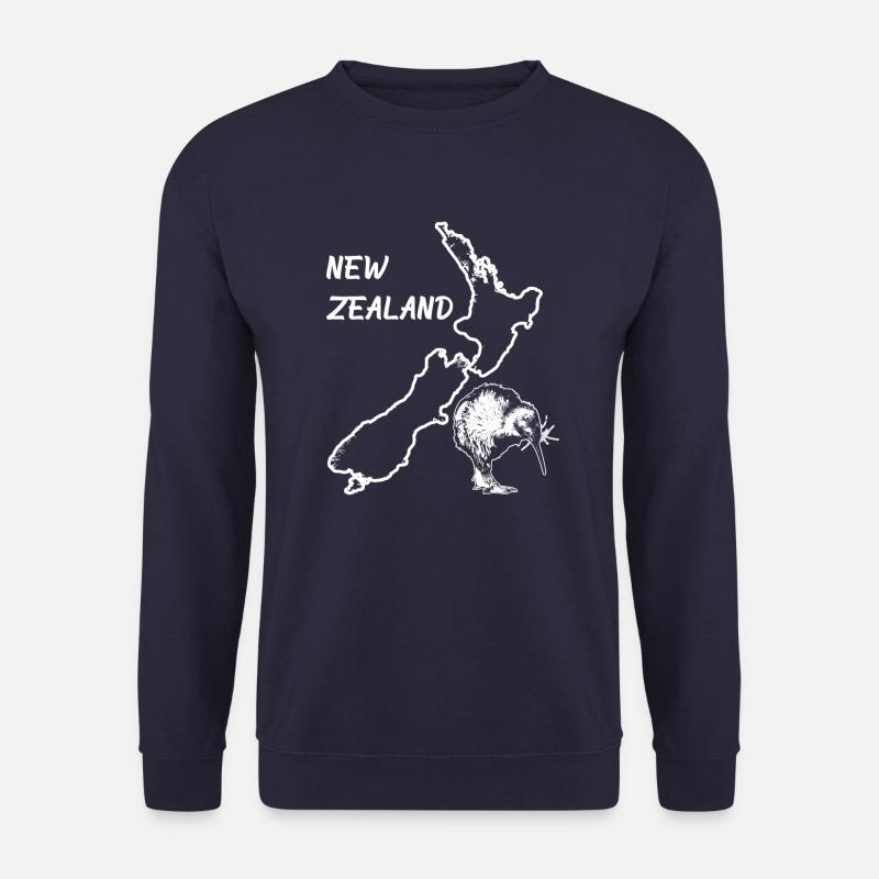 Neuseeland Land Karte und Kiwi Vogel - Unisex Pullover - Navy