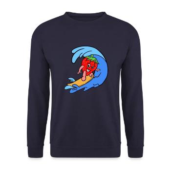Sportliche Erdbeere - Unisex Pullover - Navy - Vorne - Alina (178cm) & Michal (187cm)