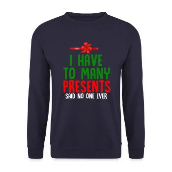 J'ai assez de cadeaux Cadeau de Noël drôle - Sweat-shirt Unisexe - marine - Devant - Alina (178cm) & Michal (187cm)