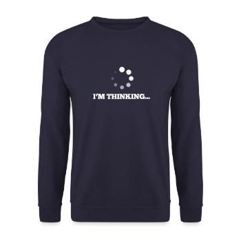 Nerd Thinker Thinking Computer PC Computer Science Gift - Unisex Sweatshirt - navy - Front - Alina (178cm) & Michal (187cm)