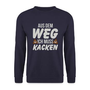Aus dem Weg ich muss Kacken - Unisex Pullover - Navy - Vorne - Alina (178cm) & Michal (187cm)