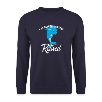 Dolphin Lover Ruhestand Tier lustig im Ruhestand - Unisex Pullover - Navy - Vorne - Alina (178cm) & Michal (187cm)