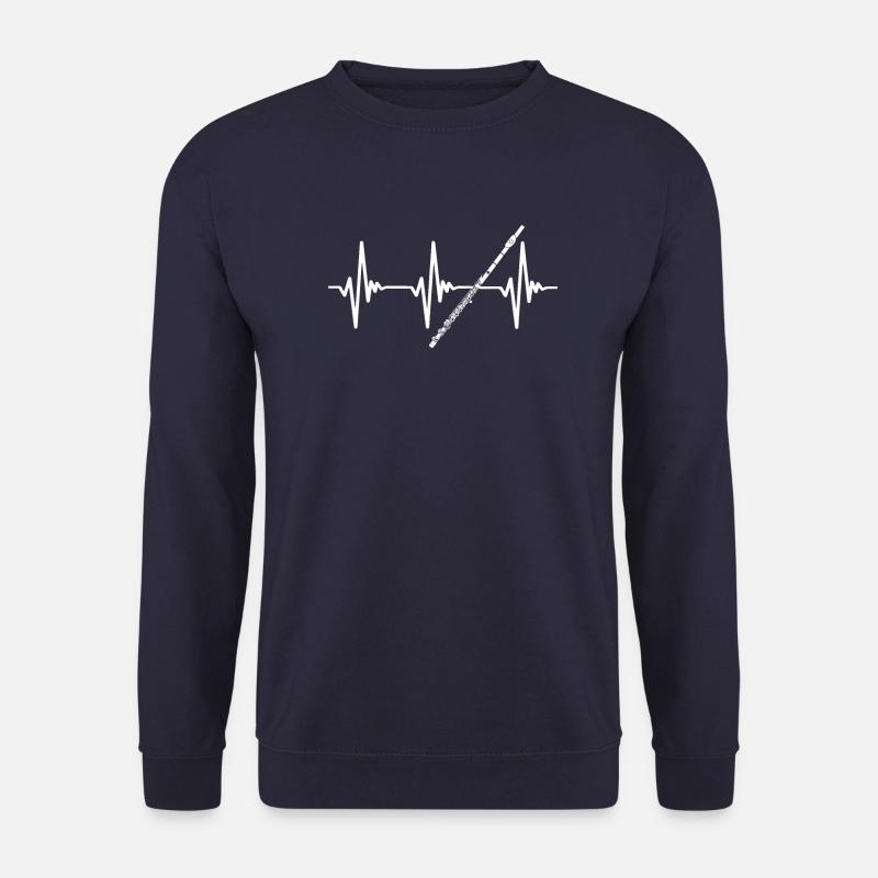 Querflöte Spieler Flötist Herzschlag Geschenk - Unisex Pullover - Navy