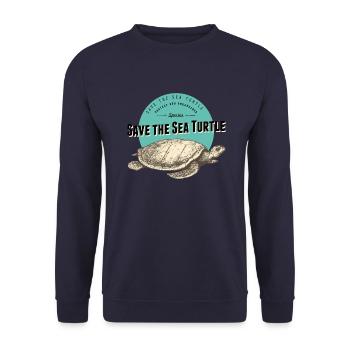 Save The Sea Turtle - Unisex Pullover - Navy - Vorne - Alina (178cm) & Michal (187cm)