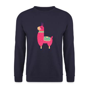 lama - Unisex Sweatshirt - navy - Front - Alina (178cm) & Michal (187cm)