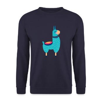 Lama - Unisex Sweatshirt - navy - Front - Alina (178cm) & Michal (187cm)