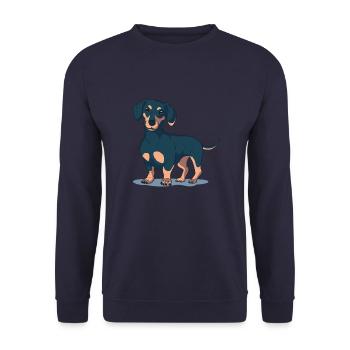 Dachshund - Unisex Pullover - Navy - Vorne - Alina (178cm) & Michal (187cm)